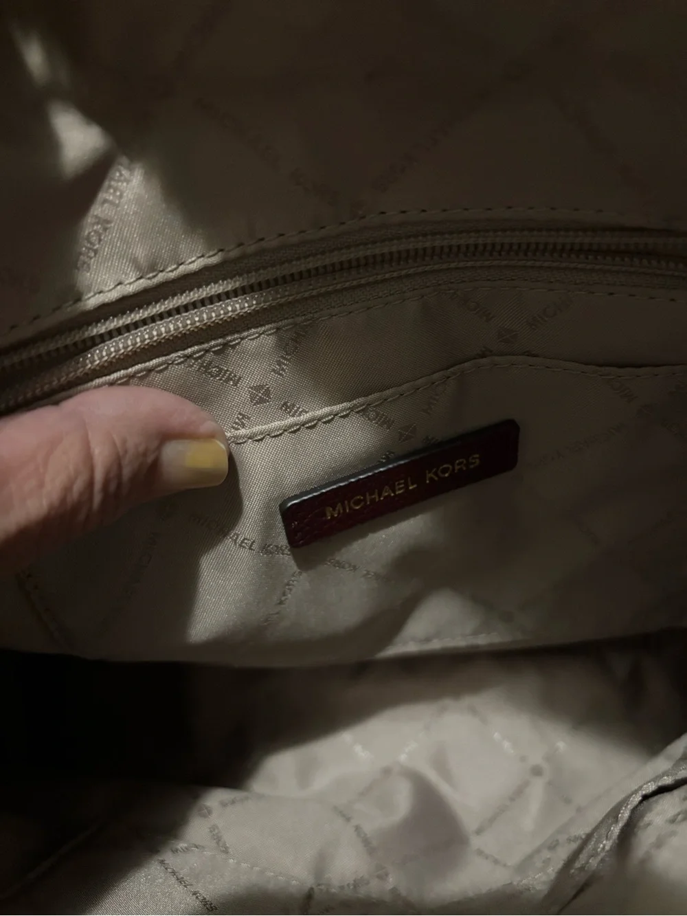 Michael Kors Maroon Leather Studded Satchel with Gold Hardware